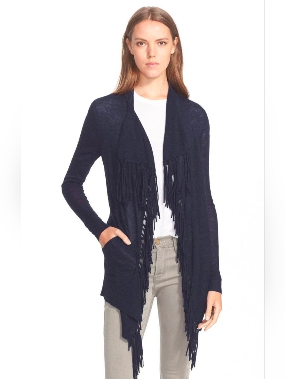 Lilly Pulitzer Cardigan Sweater Blue Duster Open Front Waterfall Sz XS